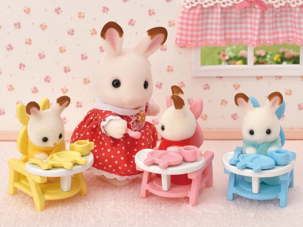 Sylvanian Families - Triplés Lapin Chocolat + Accessoires | Figurines & Puériculture | Jouet 3ans+