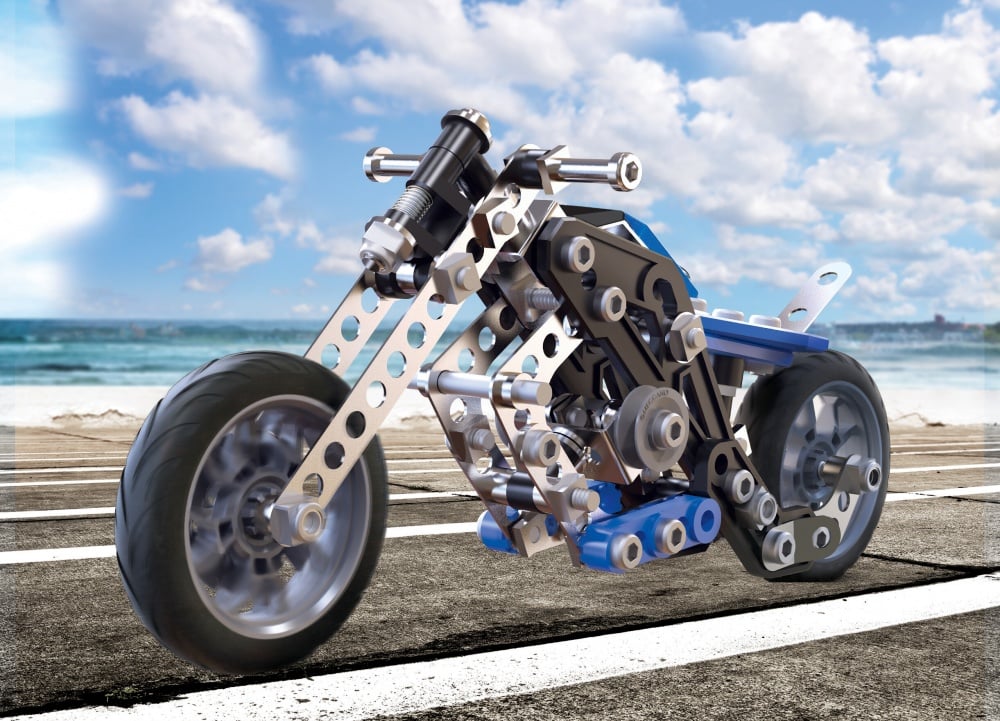Lot De 5 Modèles Eitech - Construction Mécanique : Moto, Avion Et 3 Chiens - Neuf