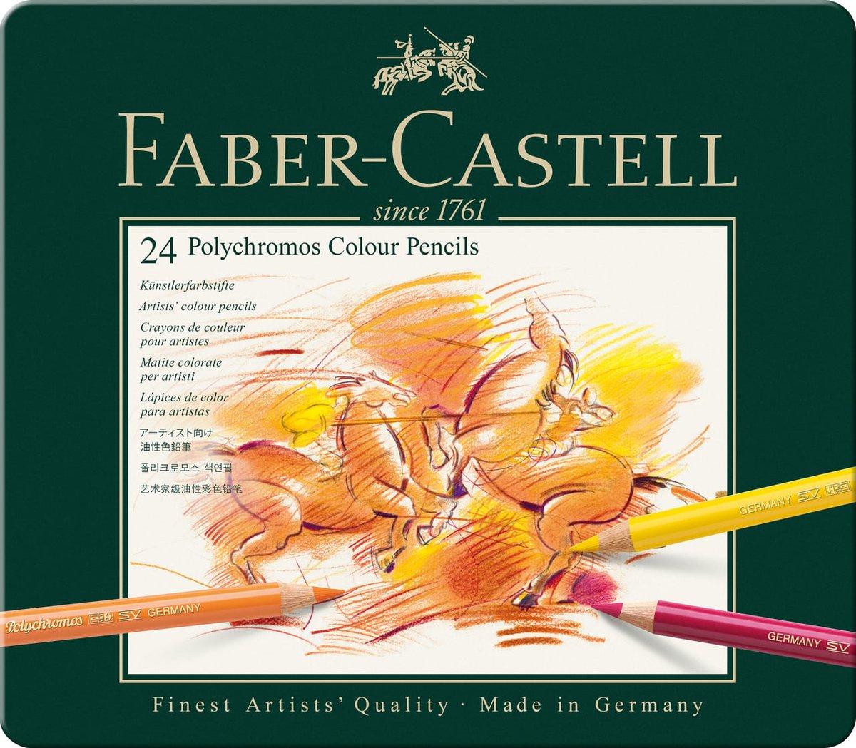 24 Crayons De Couleur Castle Arts - Boîte Métal - Portrait Collection - Noyaux Pigmentés