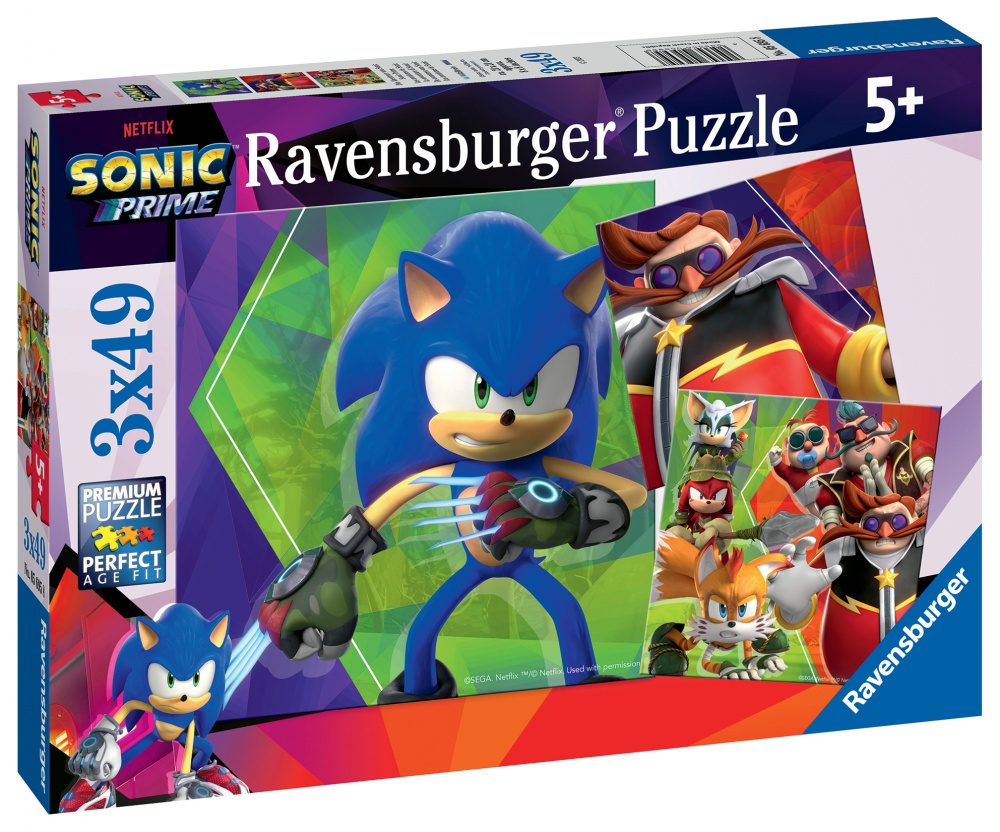 Trefl The Hedgehog, The Adventures 1, 35 à 70 puzzles colorés avec personnages de jeu sonique, différents niveaux de difficulté, pour enfants à partir de 4 ans, 34625, multicolore