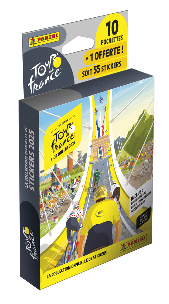 Panini Tour De France 2024 – Blister 10 Pochettes + 1 Offerte (55 Stickers)