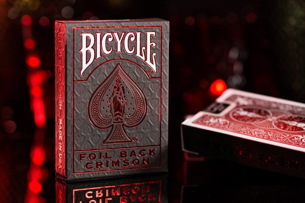 Cartes à jouer - Bicyle - Foil Back Crimson- Jeux classiques | Cultura