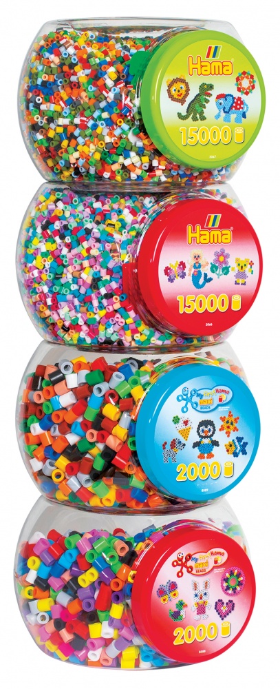 Hama – Pot De 15 000 Perles Midi + 3 Plaques (Hexagone, Éléphant, Dinosaure) – Loisirs Créatifs Dès 5 Ans