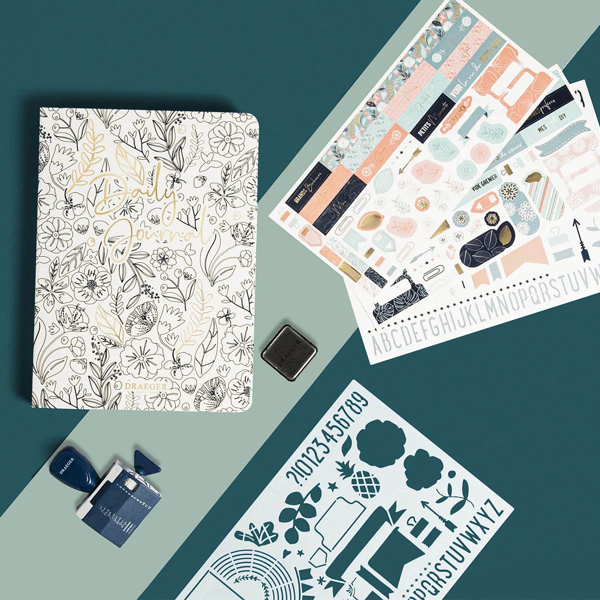 DRAEGER PARIS Bullet Journal Dekoset – Frenchy Design Mit Aufklebern, Schablonen & Notizzetteln