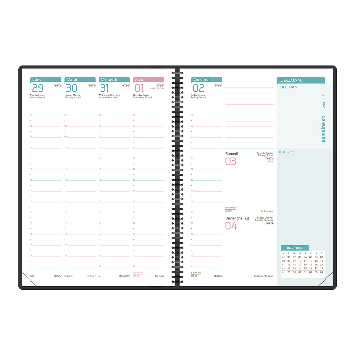 Agenda Semainier 2026 A5 (21x15 Cm) En Simili Cuir - Planificateur Avec Pages Mensuelles, Hebdomadaires Et Habit Tracker
