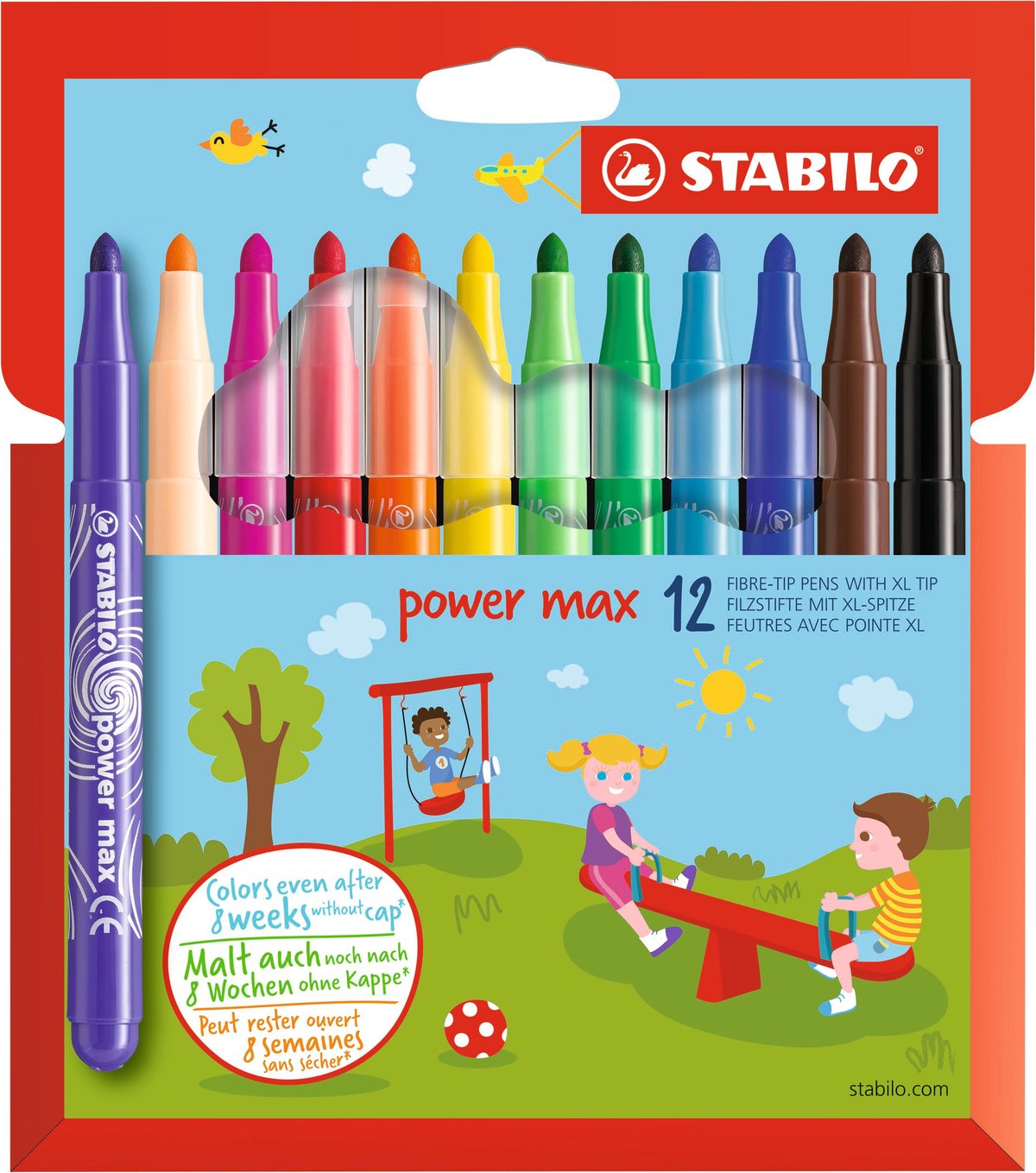 Lot de 12 feutres de coloriage pointe large STABILO Couleurs