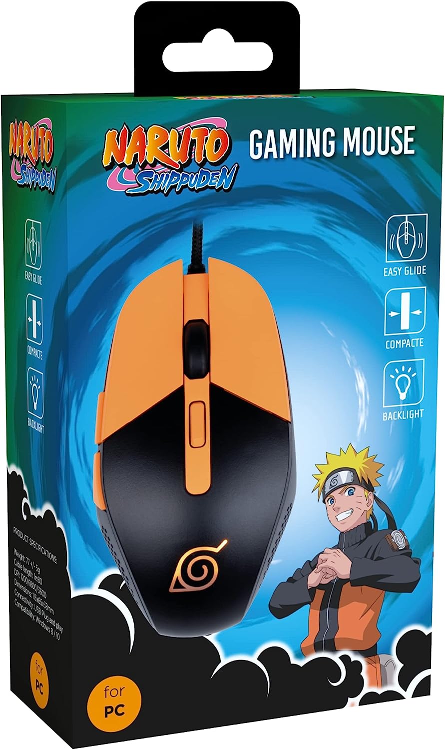 Souris gaming Konix - Naruto Shippuden - Noir et orange - Souris