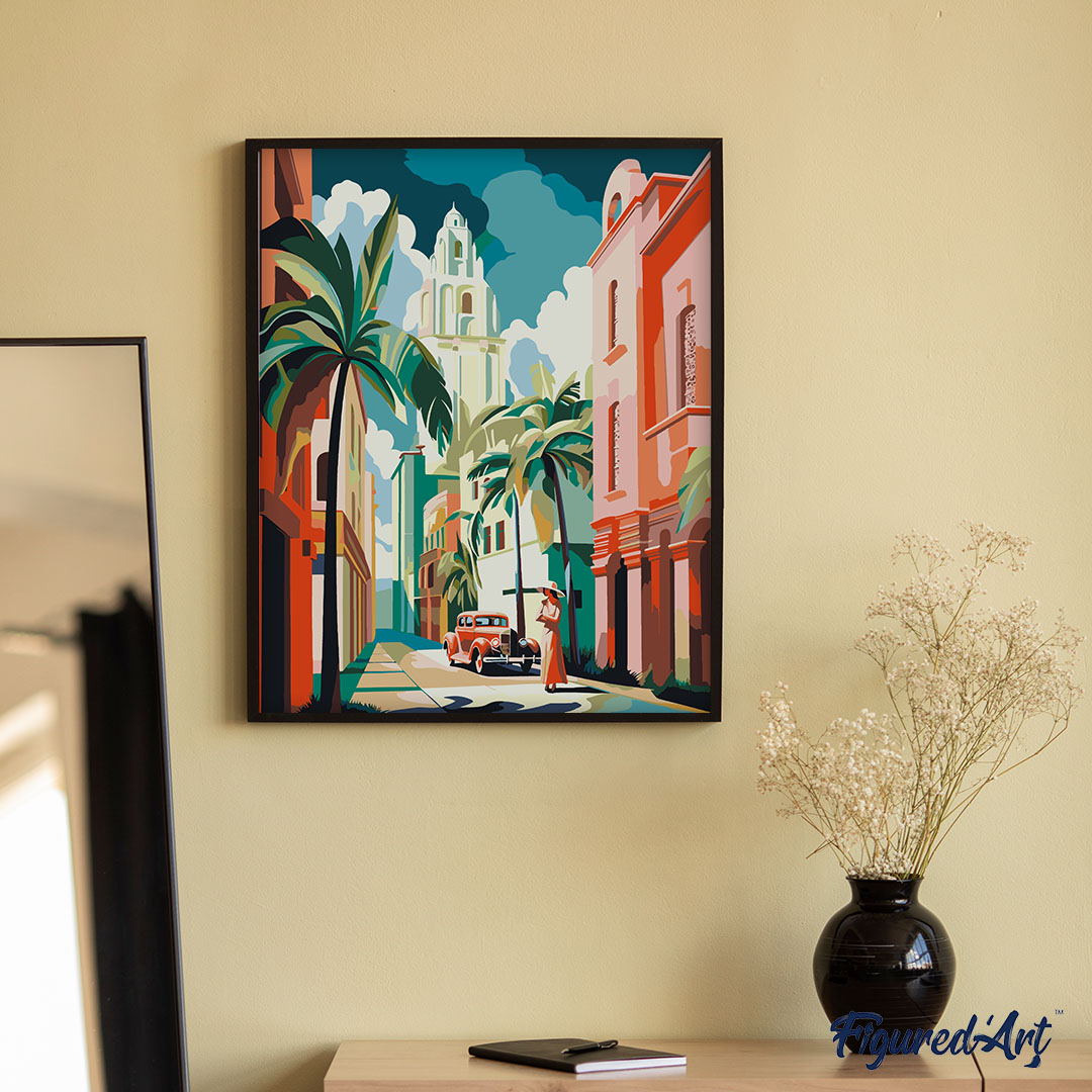 Figured'Art Peinture par Numéro Adulte Éléphant Coloré Abstrait - Kit DIY Numéro d'Art - 40x50cm avec châssis en bois à monter