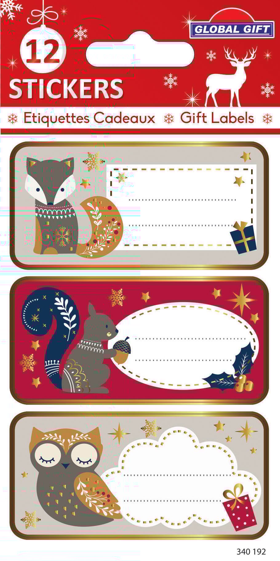 Étiquettes Cadeaux De Noël Noir Et Blanc Ensemble De 8