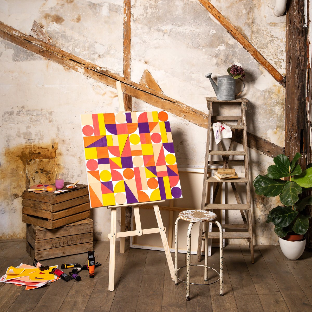 Ensemble de toiles de feuilles de bois de pin, 2 pièces