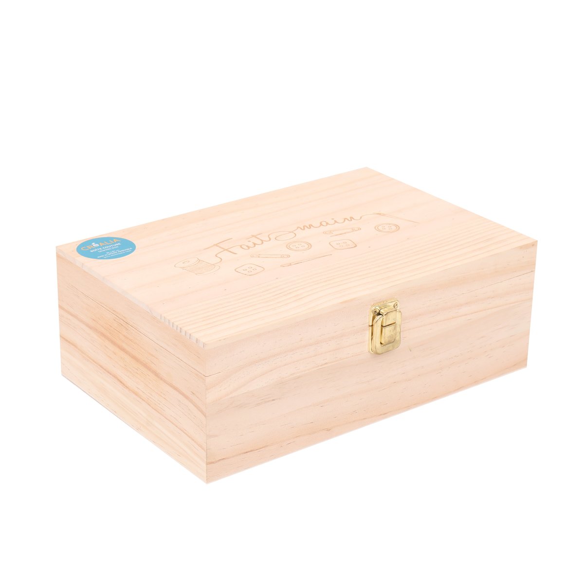 DRW Boîte à Couture En Bois Pastel Compartiments Multiples 24x24x10 Cm - Rangement Organisé Et Élégant