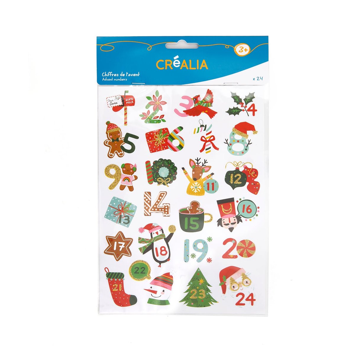 Papierdrachen Lot de 24 autocollants chiffres pour calendrier de l'Avent - Doré - Numéro 70 - Pour bricolage et décoration