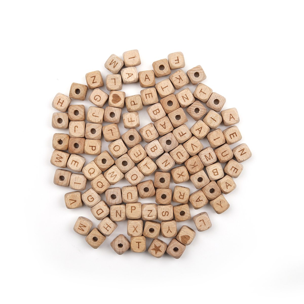 Perles En Bois Alphabet – 70 Pièces, 1 Cm, Lettres, Pour DIY, Neuves