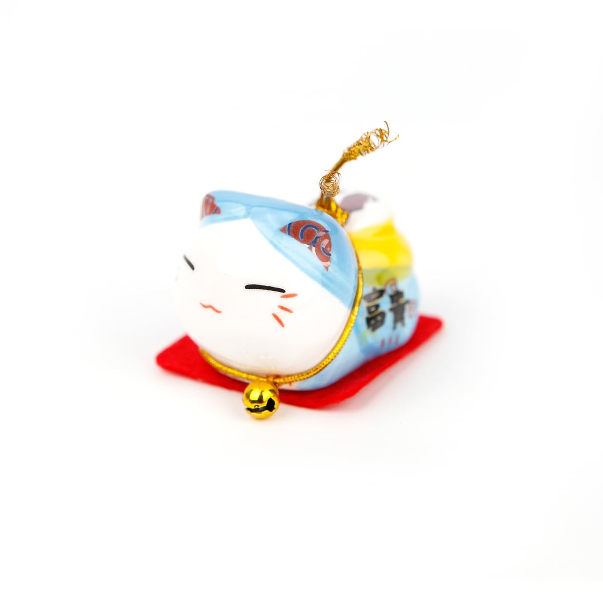 Chat Maneki Neko - Porte-bonheur - Bleu - 4 cm - Feng shui | Cultura