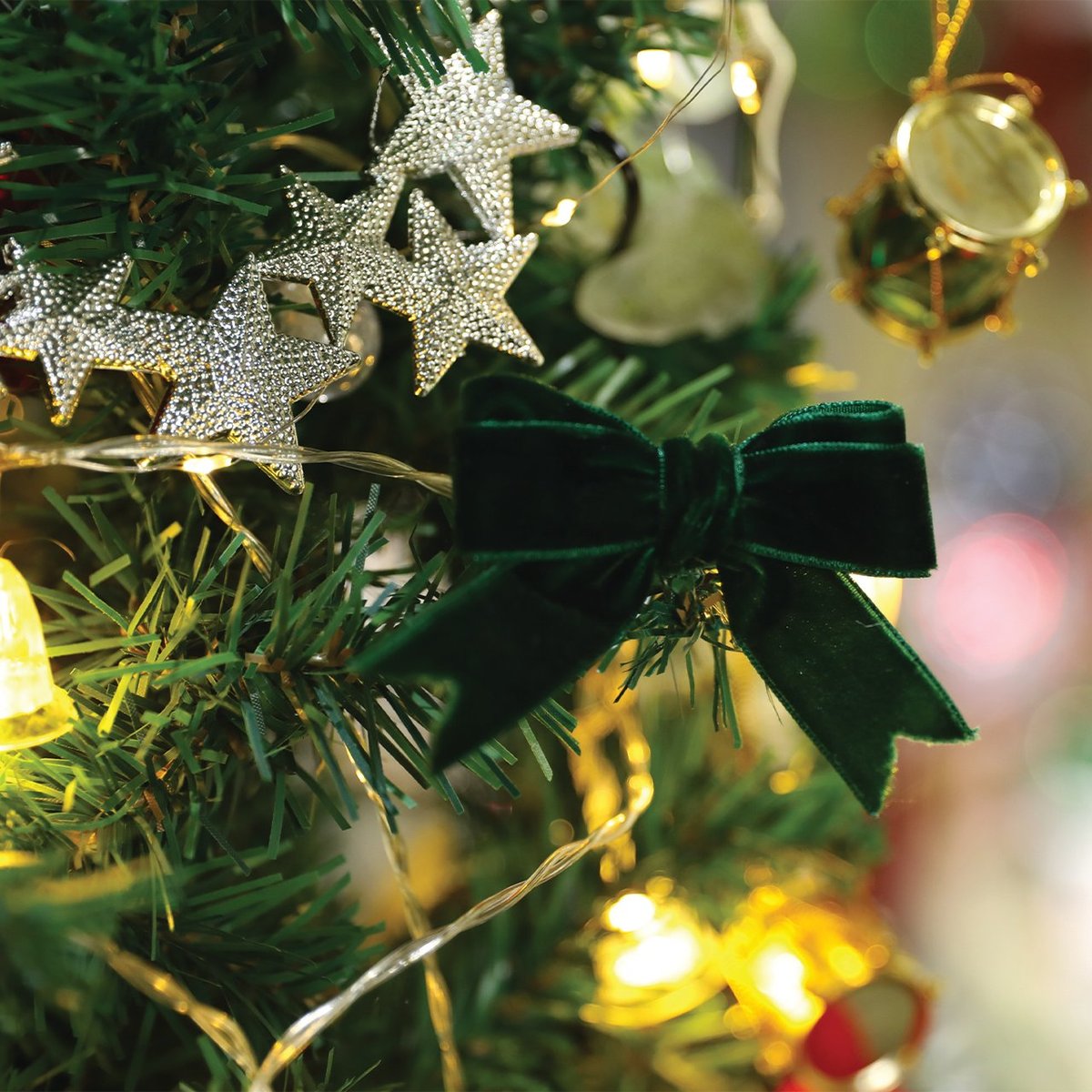 Ruban De Velours Vert - étoiles Dorées Ruban De Paillettes De