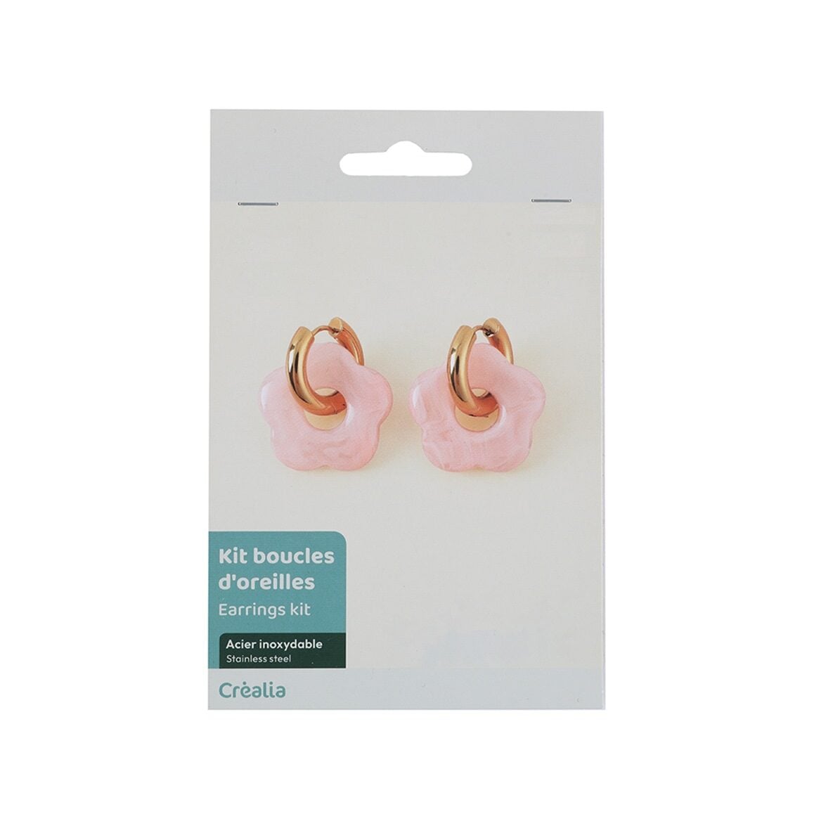 Boucles D'oreilles Créoles Fleurs Et Lapins - émail, Plaqué Or, Neuves Avec étiquettes