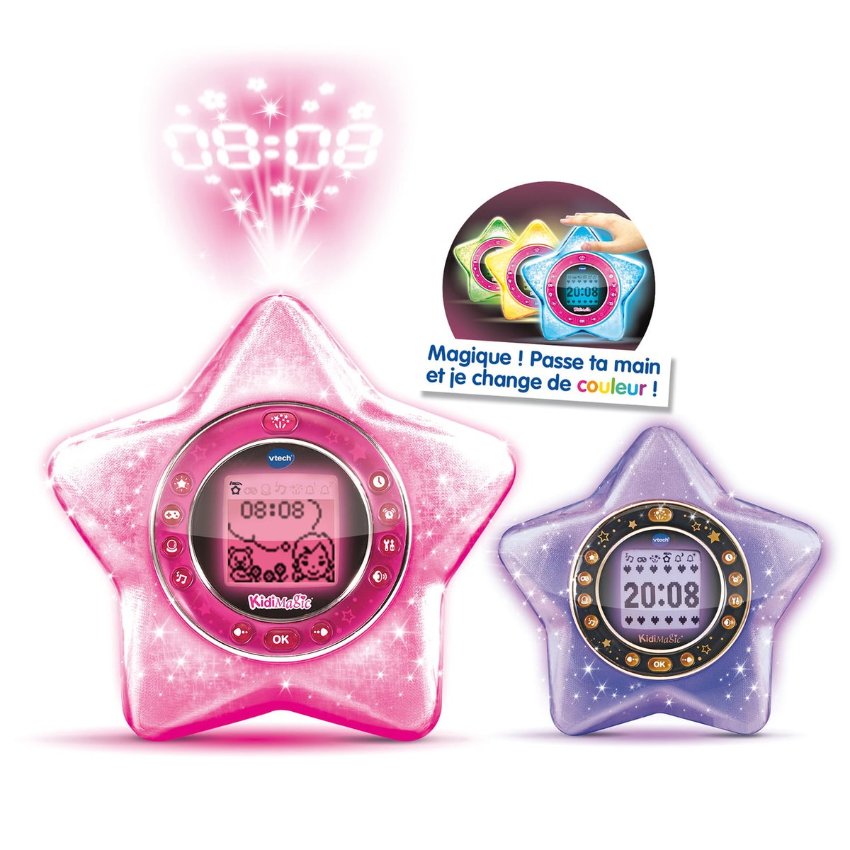 VTech KidiMagic Starlight – Réveil Enfant 9 En 1, Projection étoiles, Enceinte MP3, Jeux, Dès 6 Ans