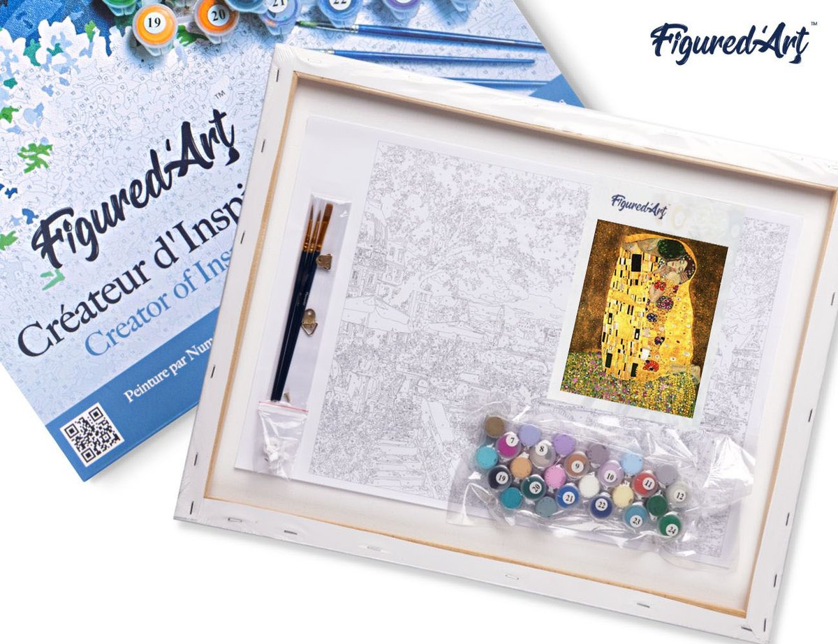 Ravensburger CreArt – Peinture Par Numéros Klimt – Le Baiser – 30x40 Cm – Activité Détente Adulte – Loisir Créatif – Kit Complet 29 Pots