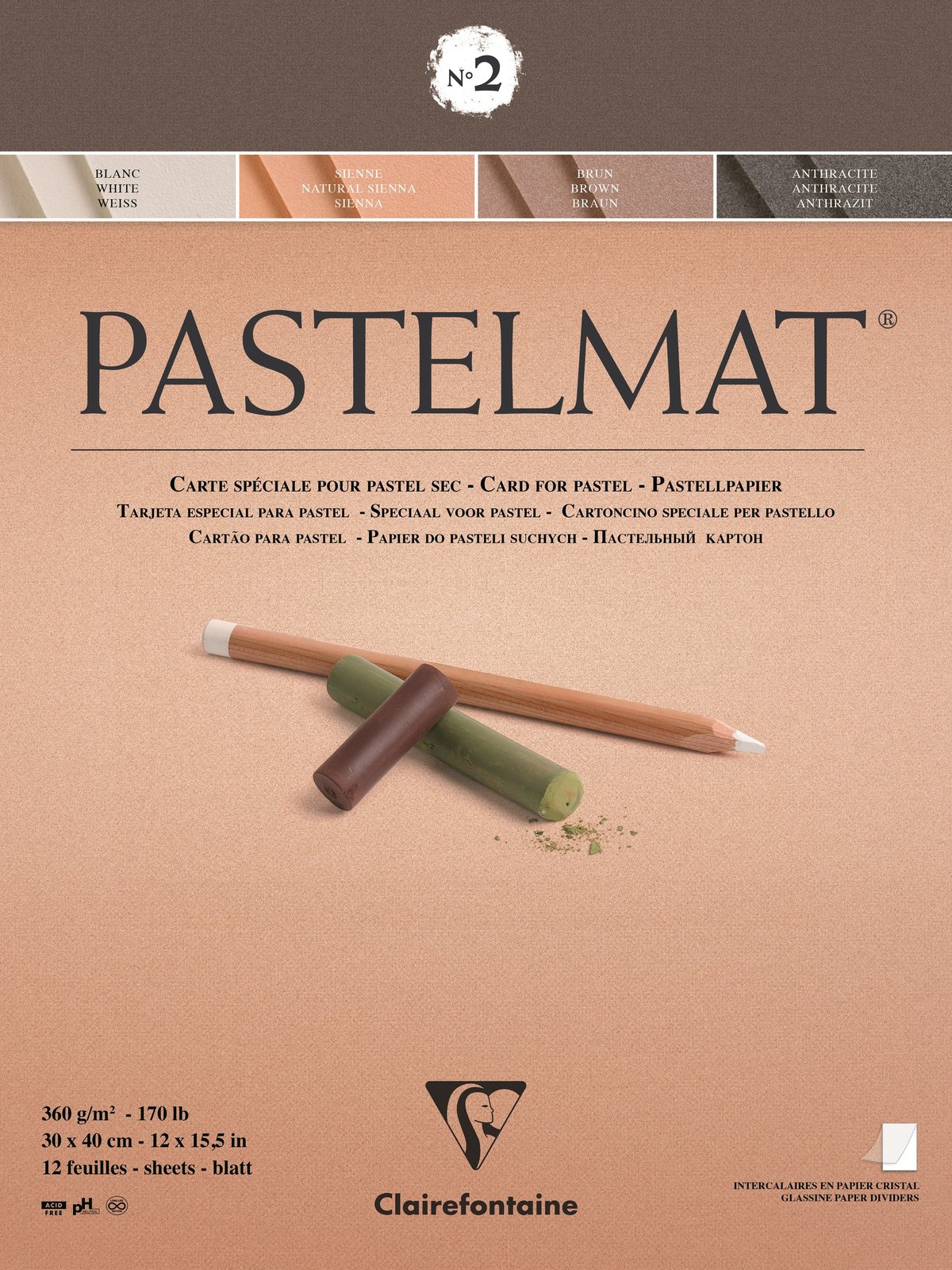 Bloc Papier Pastel MUNGYO A4 - 30 Feuilles Texturées, 25% Coton - Pour Pastels Secs Et Huile