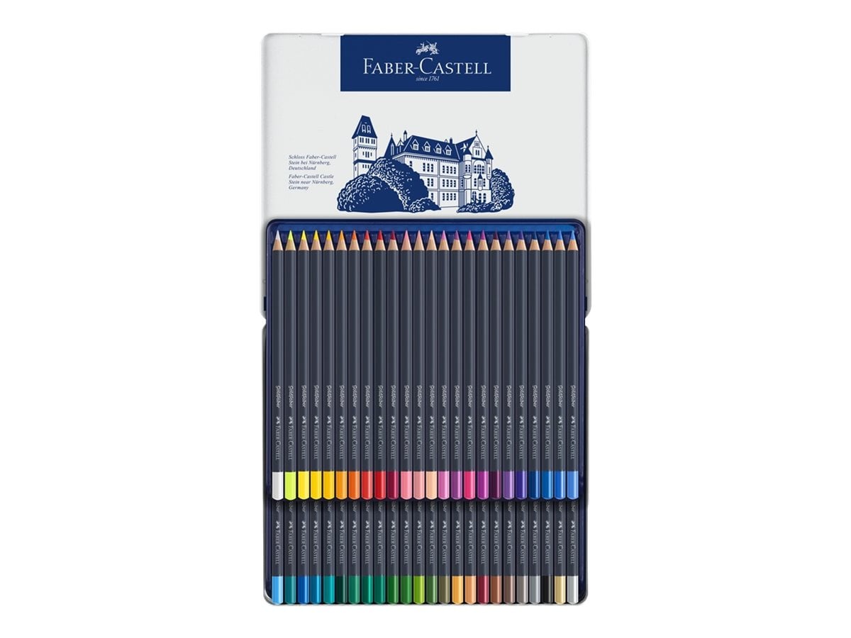 Crayons De Couleur Faber-Castell Castle 48 Pièces - Mines Incassables 3.3mm - Hexagonaux - Bois Durable