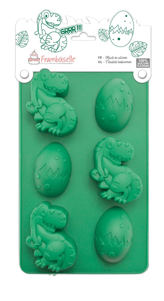 Kalanka-Scrapcooking 3449 Dinosaures Moule Pâte Silicone Rose 21,7 X 9