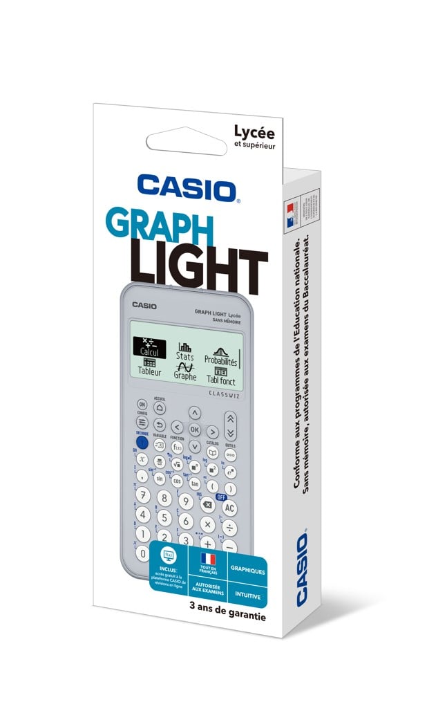 CALCUSO - Ensemble Calculatrice Casio Graph Light + Étui De Protection - Noir - Arithmétique, Fractions, Trigonométrie