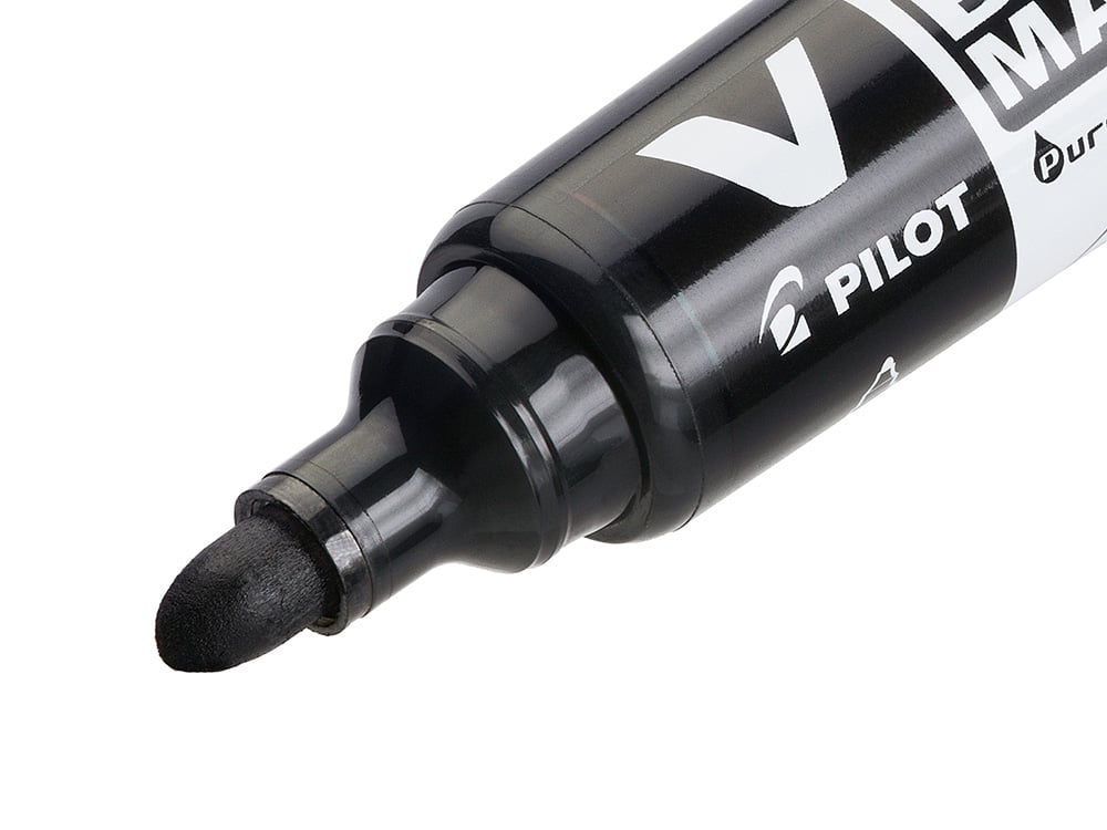 PILOT Lot De 5 Marqueurs V-Board Master - Tableau Blanc Effaçables, Rechargeables - Noir, Bleu, Rouge, Vert, Orange