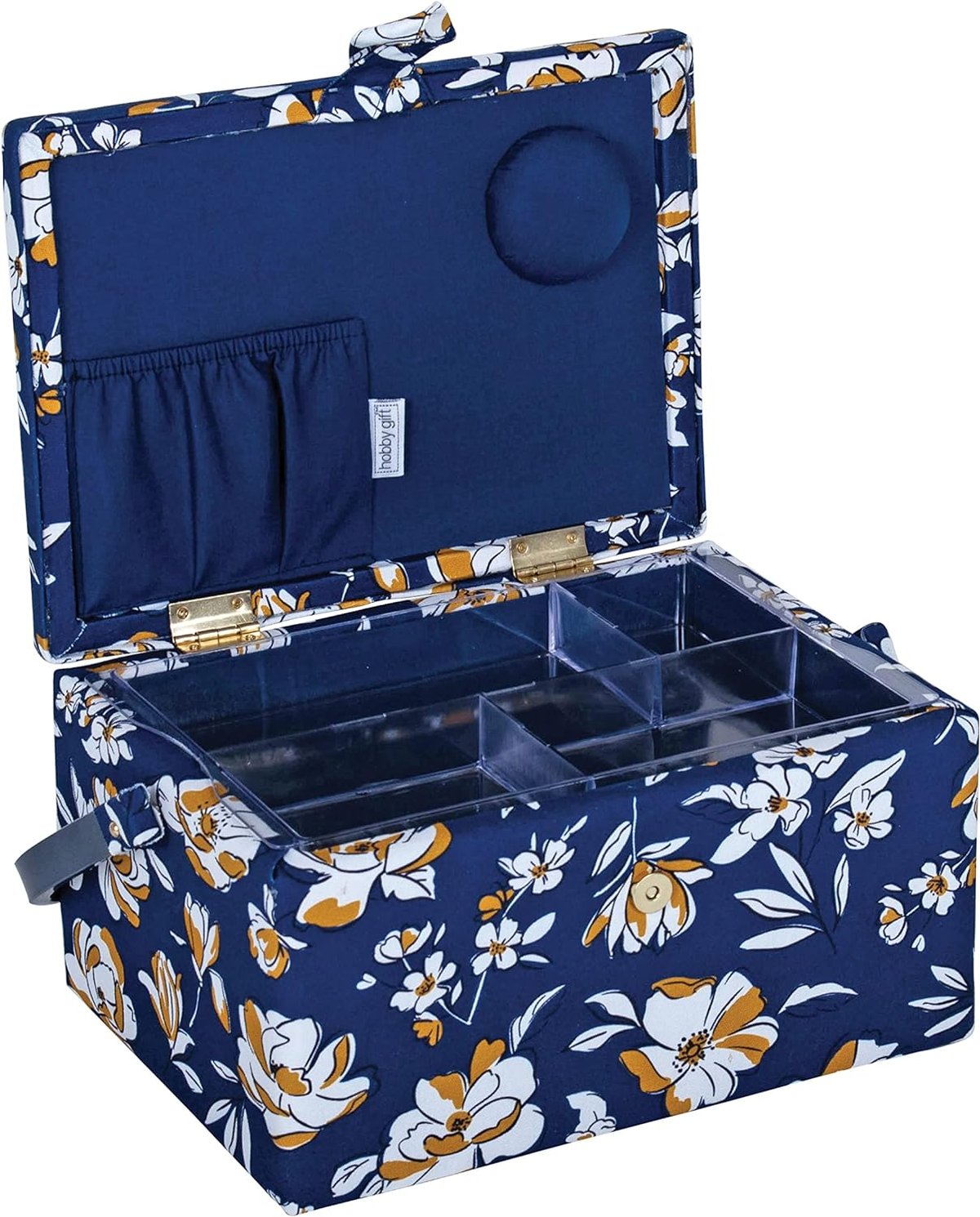 Boîte à Couture Magnétique à Double Couche - Petit Kit De Voyage Avec Fils, Ciseaux, Dé, Aiguilles - Design Bleu, Pratique Et Organisé - 10