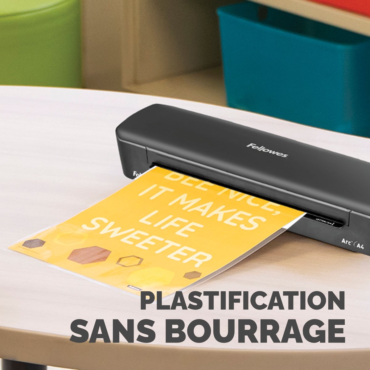 Plastifieuse Fellowes Sola A4 + 100 Pochettes 125 Microns - Anti-Bourrage, Arrêt Auto - Pour Bureau Et Maison