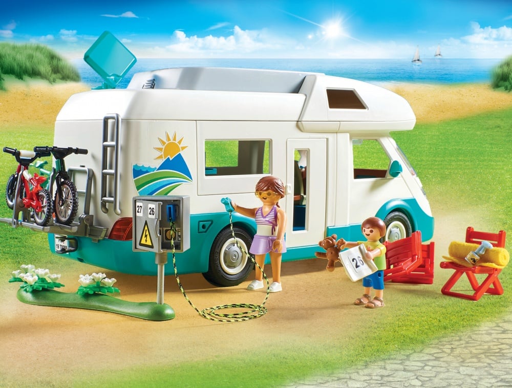Playmobil 70088 Camping-Car Familial - Toit Amovible, Accessoires Détaillés - Jeu D’Imitation Dès 4 Ans