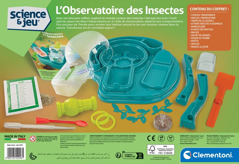 CLEMENTONI Observatoire Des Insectes - Kit Nature Dès 7 Ans Avec Loupe, Boîte Et Fiches - Super Cadeau Pour Petits Explorateurs