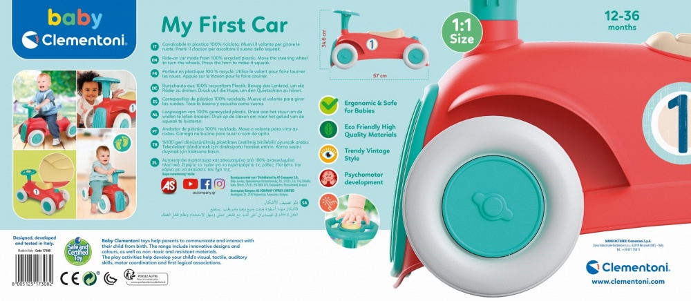 Volant Parlant Bébé Clementoni - Avec Lumières LED, Sons, Chansons - Jouet éducatif Chiffres Et Animaux