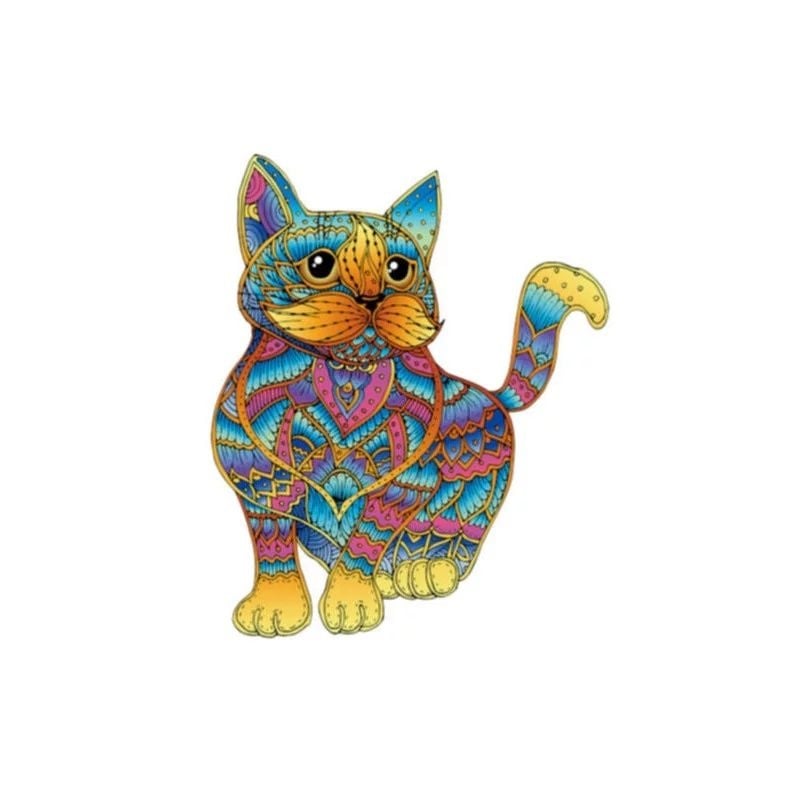 Puzzle en bois pour adultes, puzzle en bois de chat pour adultes, puzzle unique en forme d'animal découpé en bois pour ami de la famille