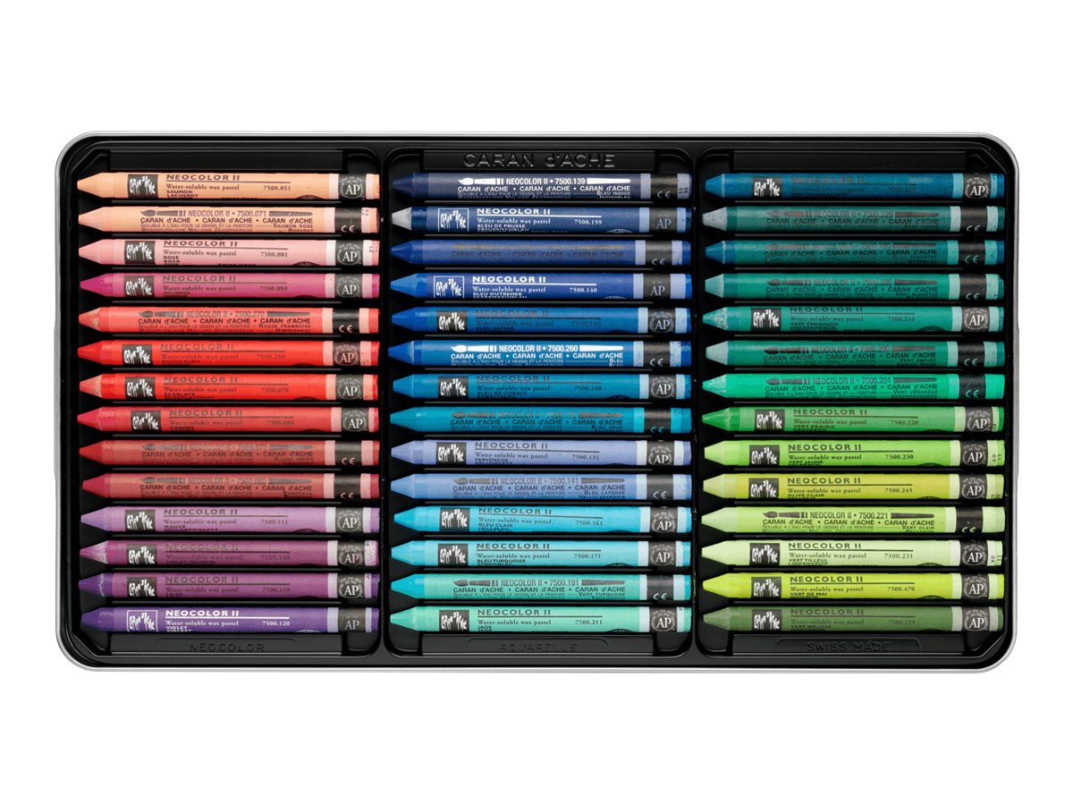 Boîte en métal de 84 pastels aquarellables NEOCOLOR® II - Caran d
