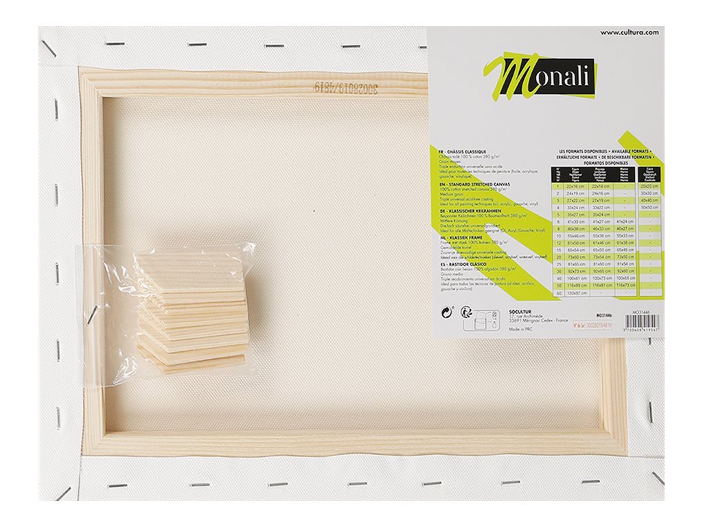 Arte & Arte Art & Art 7157.0 Châssis Avec Toile Pour Peintres, Bois De Sapin /Coton, Blanc, 100 X 60 X 3.5 Cm