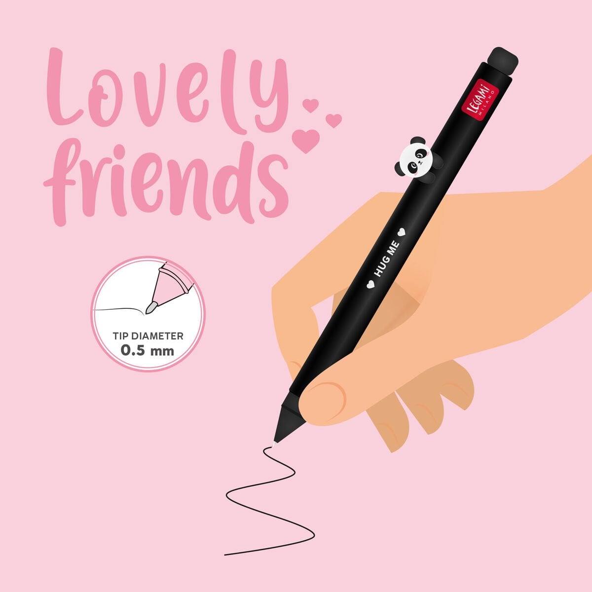 Legami Set De 8 Stylos Effaçables Animaux Kawaii – Panda Bambou, Chat, Ours Et Plus – Encre Noire 0.5 Mm, Parfait Pour École Et Bureau