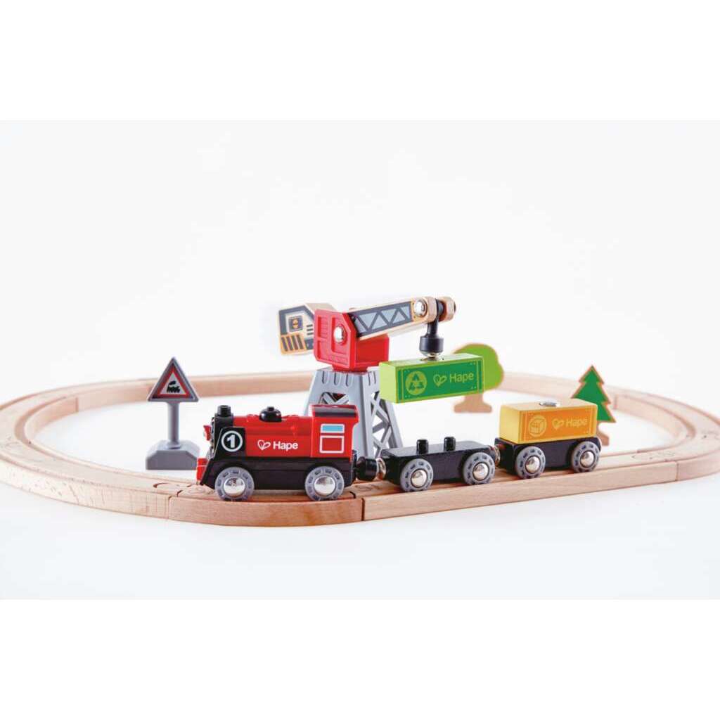 Hape Petit Train De Transport De Voitures De Course – Compatible Avec Tous Les Circuits En Bois !