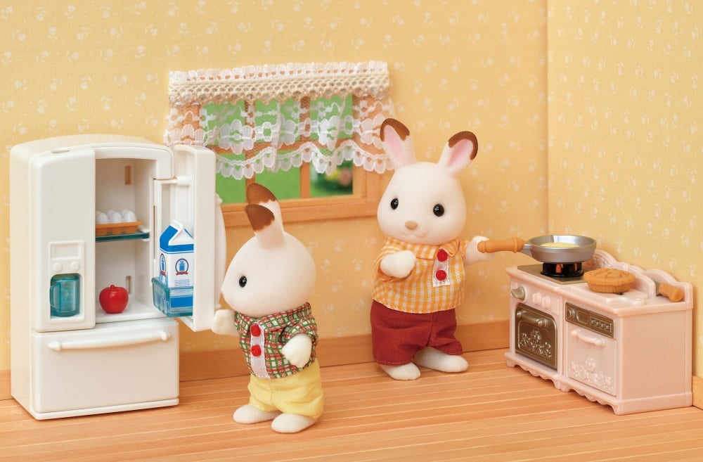 Figurine pour enfant Sylvanian Families Playset 5449 Le set d'ameublement cosy cottage et maman lapin chocolat