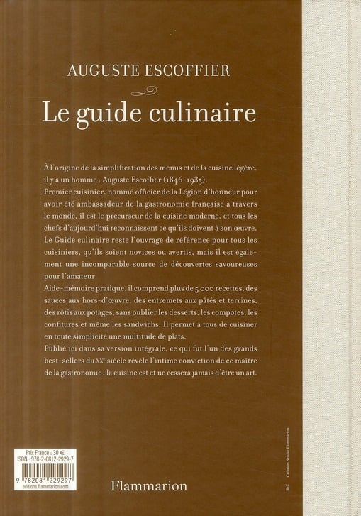 Le guide culinaire : Auguste Escoffier | Cultura
