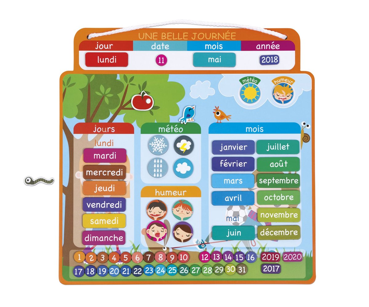 Jeu éducatif MGM Calendrier Semainier Tableau de Gratitude Montessori 5 en 1
