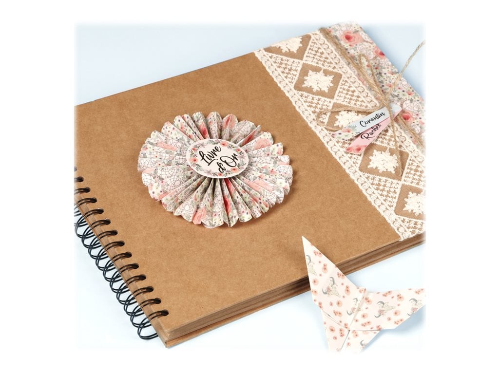 Album Photo Scrapbooking Vienrose 20,5x20,5 Cm - 40 Pages Kraft Blanc - Ruban Fermeture
