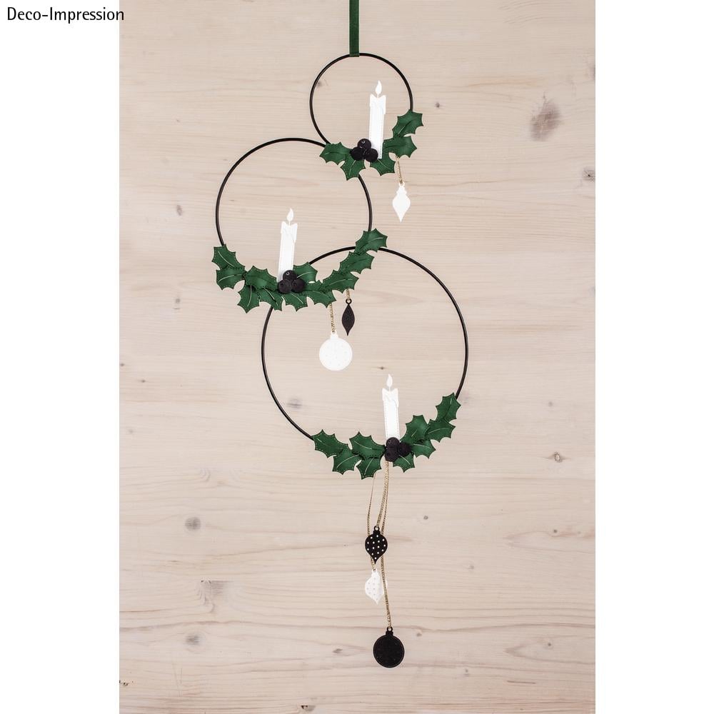 Anneau décoratif lanterne métal bougeoir noir 35cm