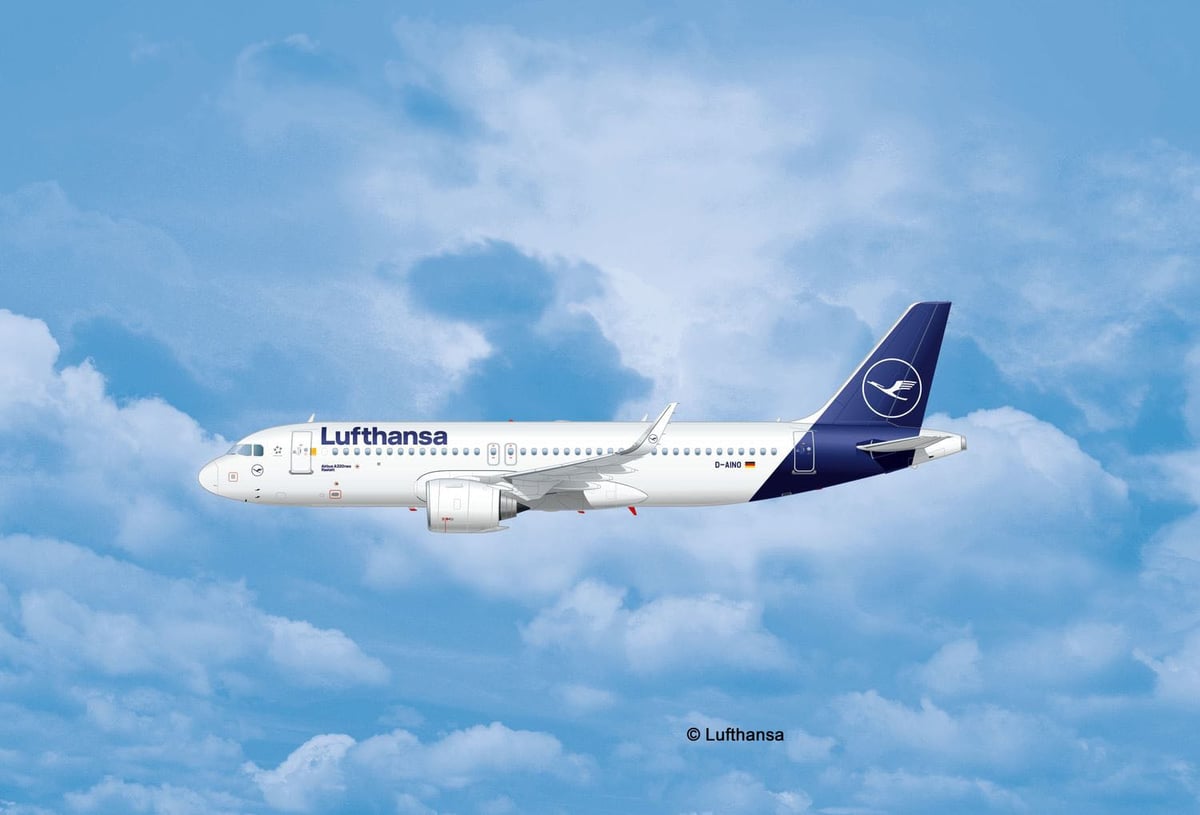 QIYUMOKE Kit de Maquette d'avion A320 Neo en métal Die-cast échelle 1/200 (18.5 cm)- Modèle d