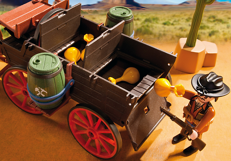 Playmobil Chariot Couvert Avec Cowboys Et Bandits – 5248 – Set De Jeu Western Avec Chevaux Et Cache-Secrète
