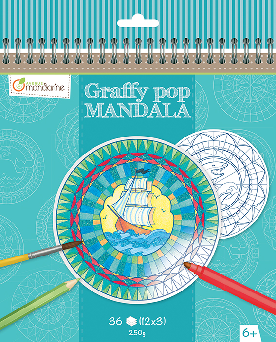 Carnet De Coloriage 3D Graffy Pop – 36 Mandalas Prédécoupés – Animaux De La Savane – Papier 250g – Spirale 360° – Dès 6 Ans