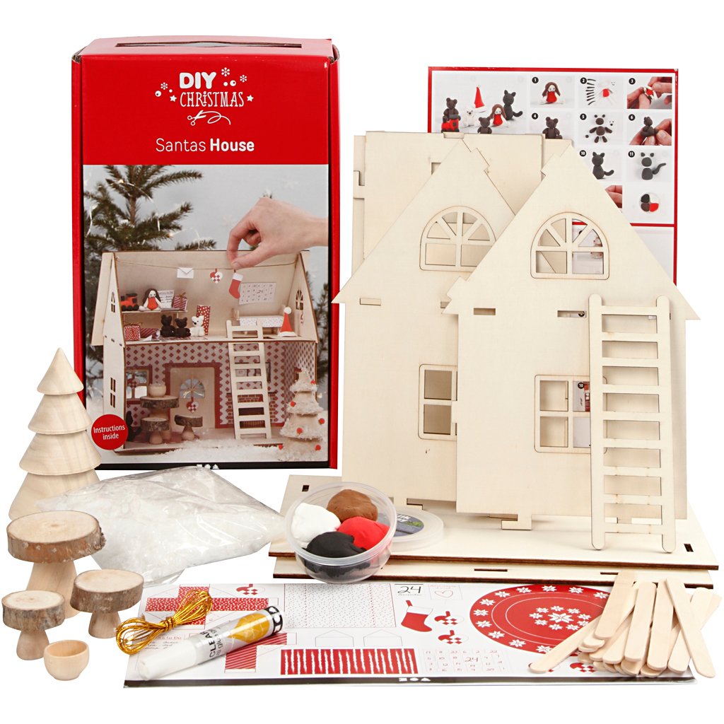 Kit Maison Noël Bois Kit Maison De Noël En Bois 3 Pièces - DIY Avec LED - Décoration Village De Noël Pour Enfants Diy Décoration Noël Led