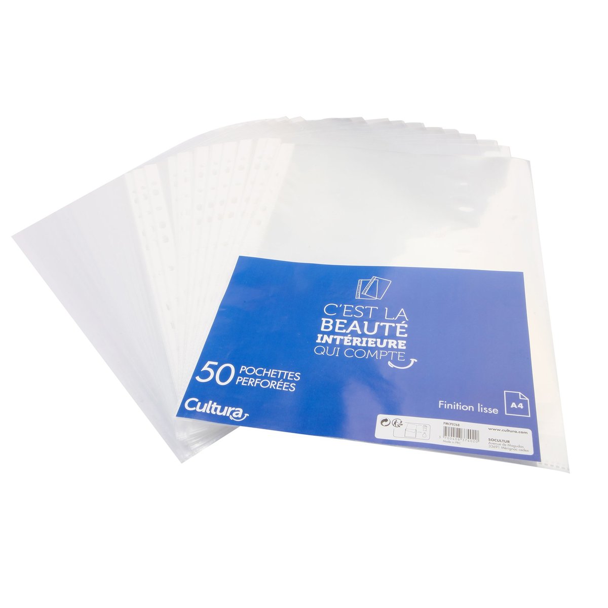 MUKLEI Lot De 400 Pochettes Transparentes A4 Perforées En Plastique A4, 11 Trous Avec Ouverture