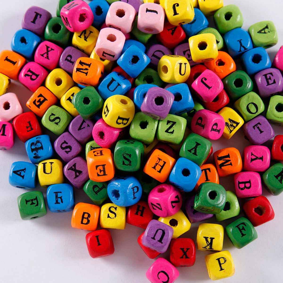 Perles Alphabet En Bois - 100 Perles - Bijoux Messages