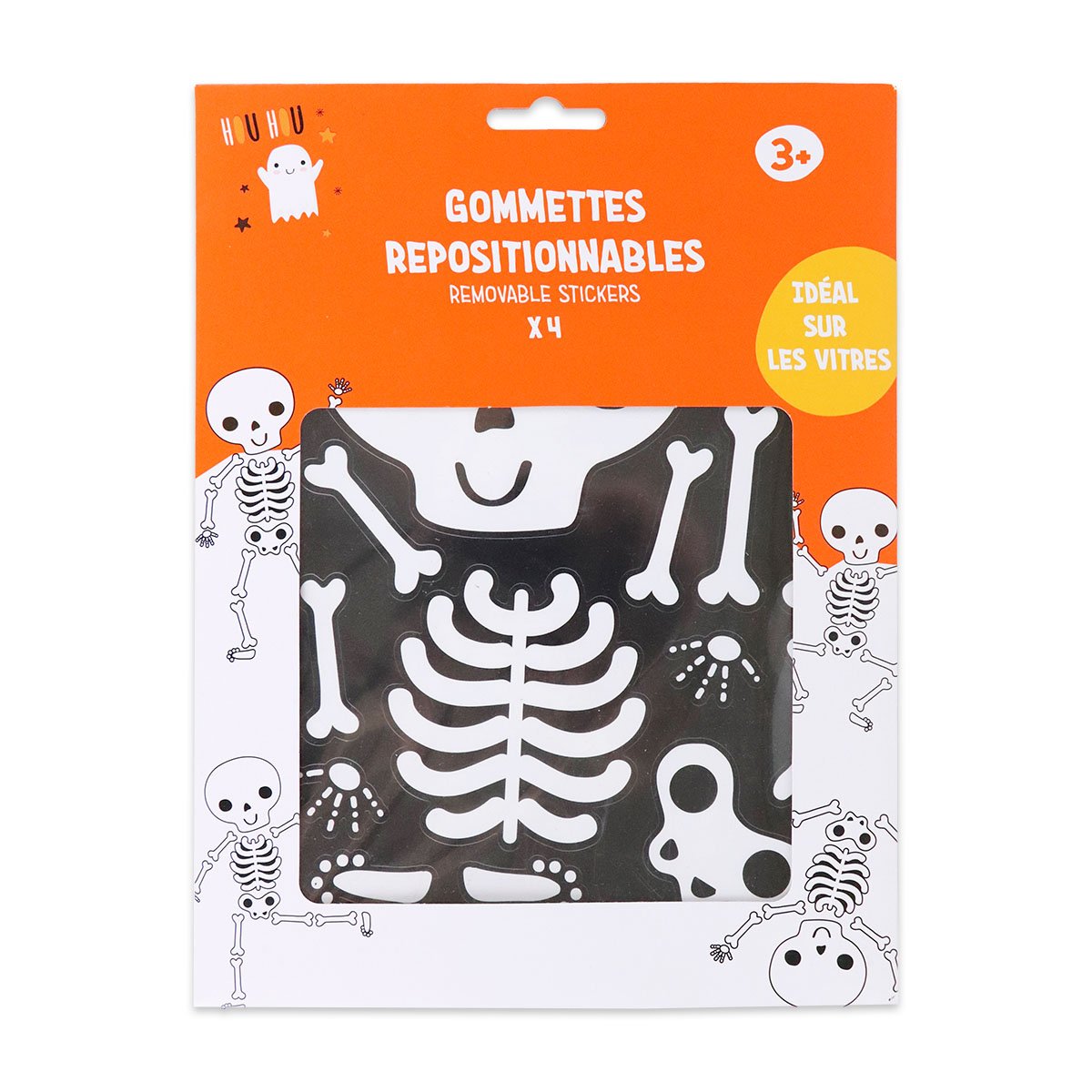 Vignette de Set de 4 planche de gommettes squelette à assembler Halloween - Créalia