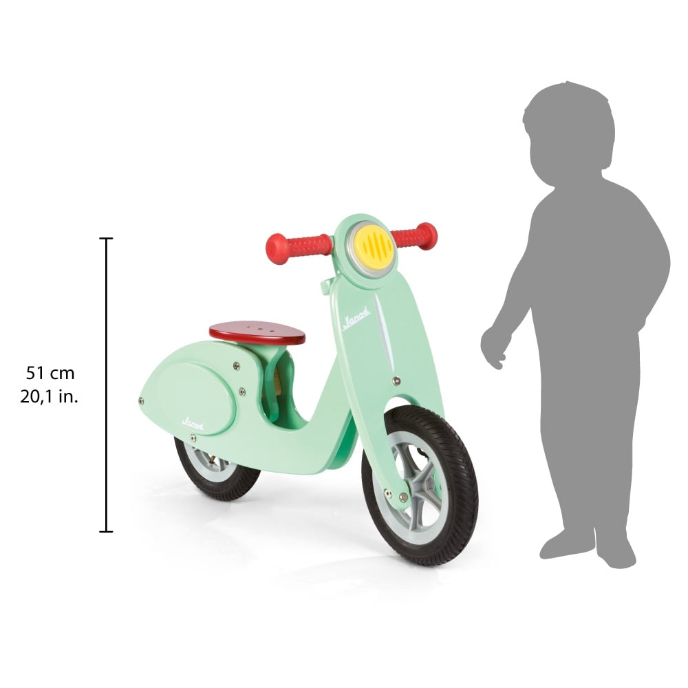 Draisienne scooter mint bois Janod : taille